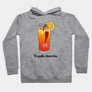 Tequila Sunrise Mermaid Cocktail Illustration Hoodie